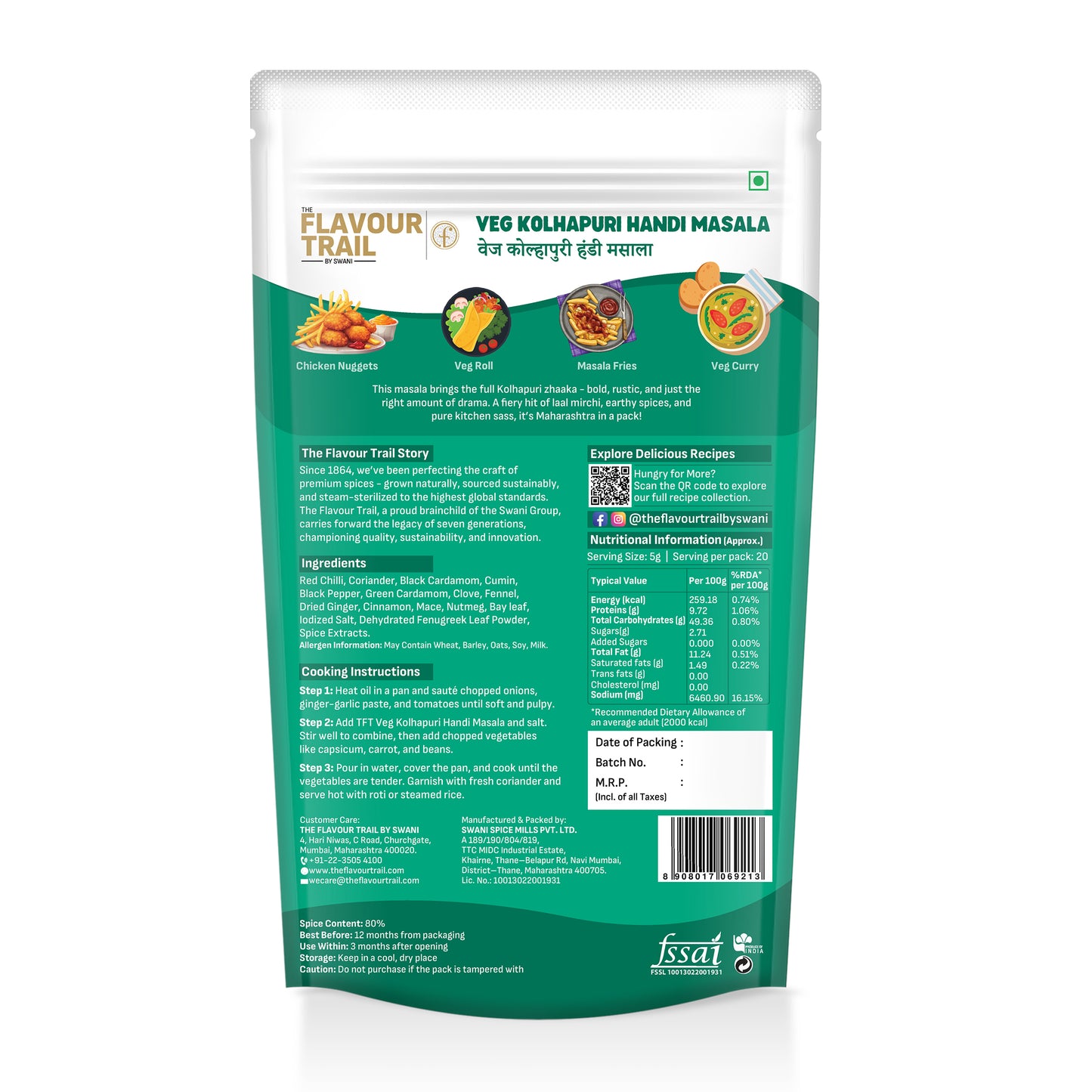Pure & Natural Veg Kolhapuri Handi Masala