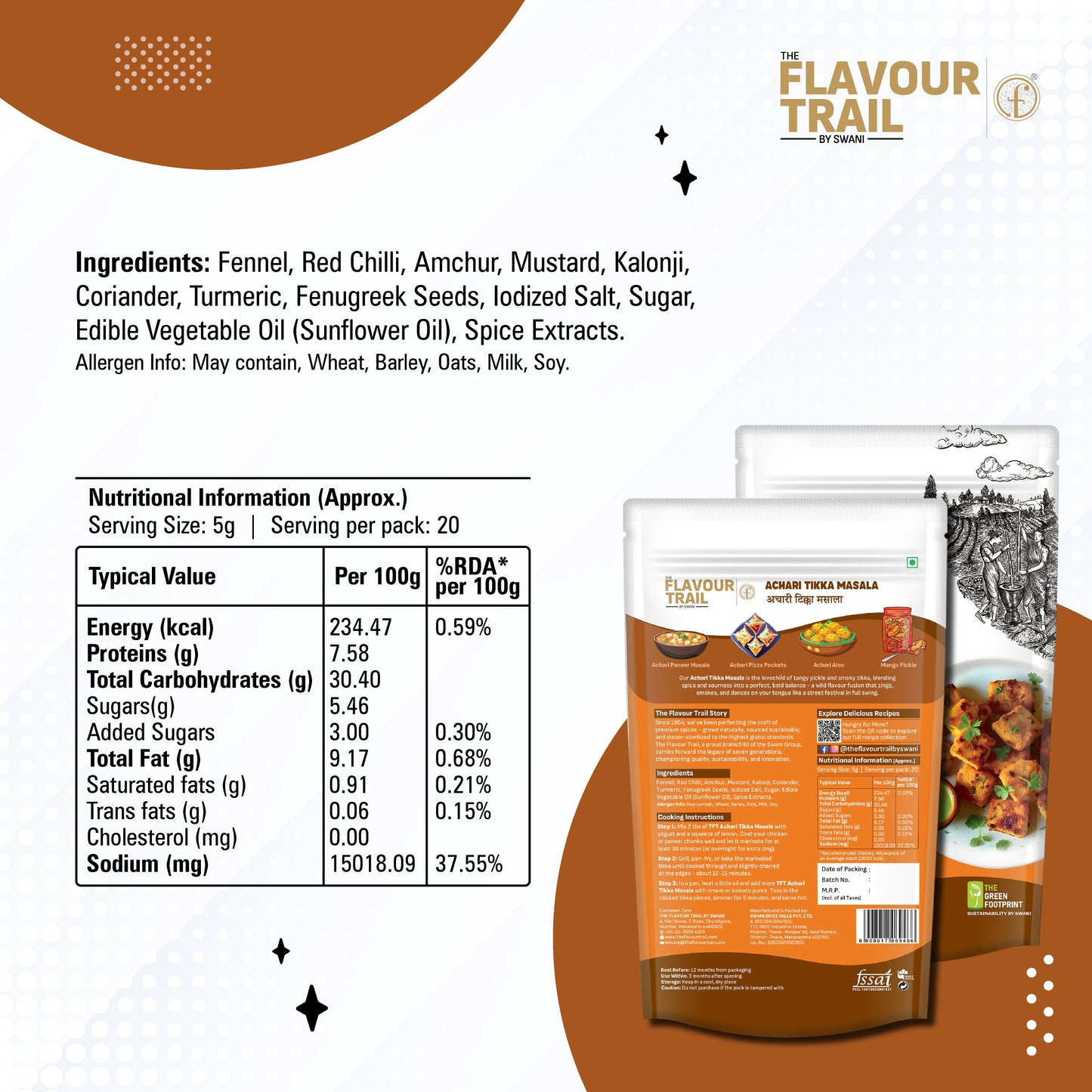 Pure & Natural Achari Tikka Masala - 100gms.