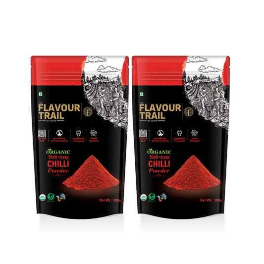 The Flavour Trail - Sustainably Grown Red Chilli Powder (Lal Mirch) - Pack of 2, 200gms Each | Pesticide Free