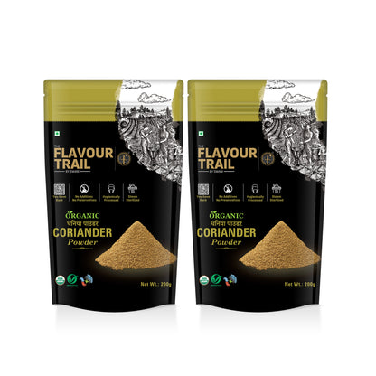 The Flavour Trail - Organic Coriander Powder/ Dhania Powder/ Fresh Dhania - Pack of 2, 200gms Each | Organically Farmed | Pesticide-Free