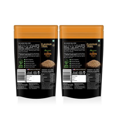 The Flavour Trail - Organic Cumin Whole/ Jeera - Pack of 2, 200gms Each| Organically Farmed | Pesticide-Free