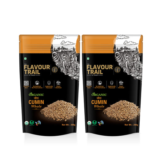 The Flavour Trail - Organic Cumin Whole/ Jeera - Pack of 2, 200gms Each| Organically Farmed | Pesticide-Free