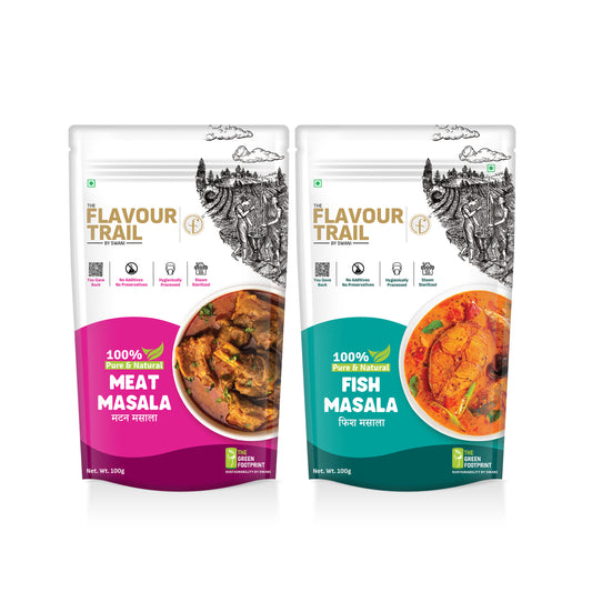 The Flavour Trail by Swani -Pure & Natural Fish Masala + Meat Masala,Pack Of 2,100Gms Each| Organically Farmed|Hygienically Processed|Pesticide-Free