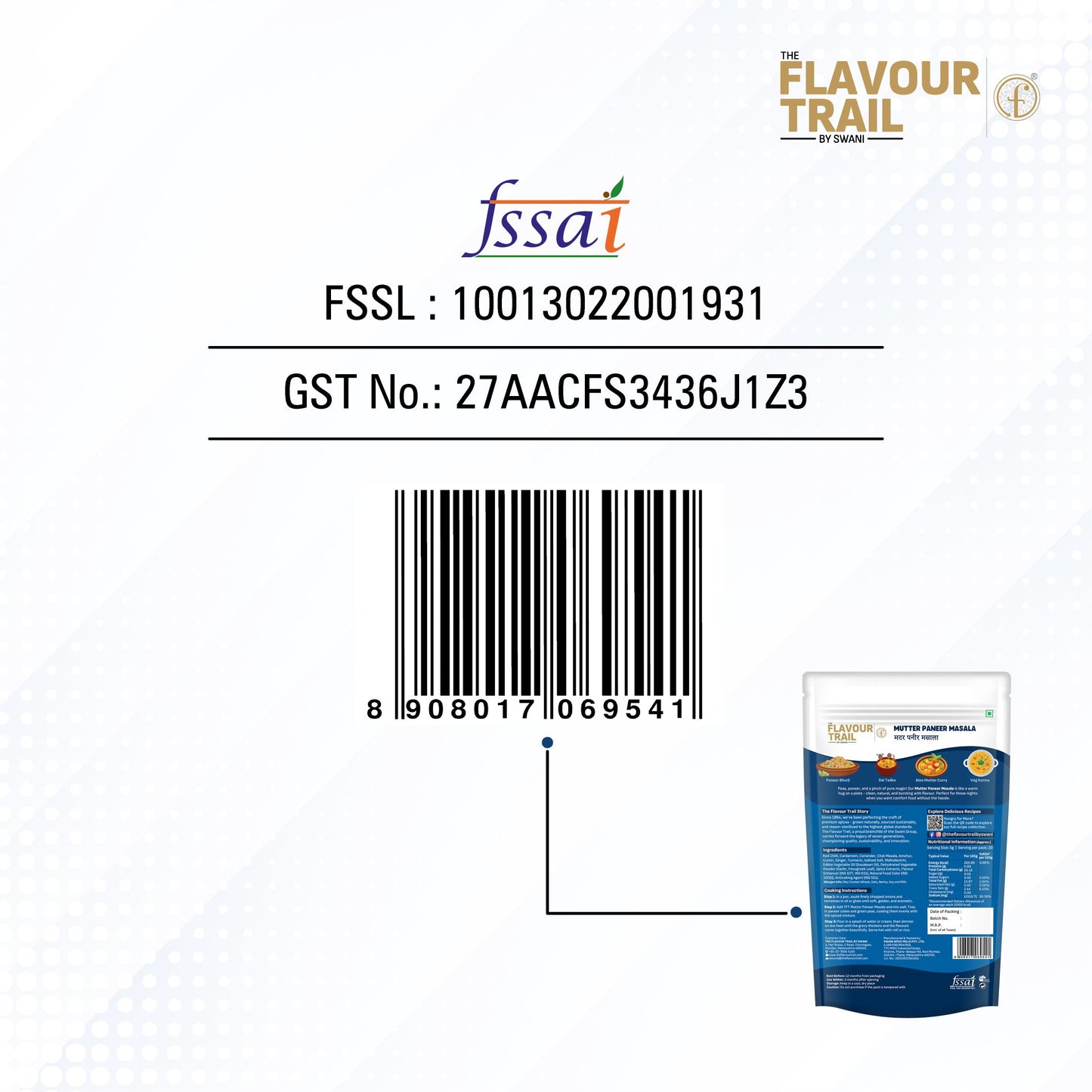 Pure & Natural Mutter Paneer Masala - 100gms.