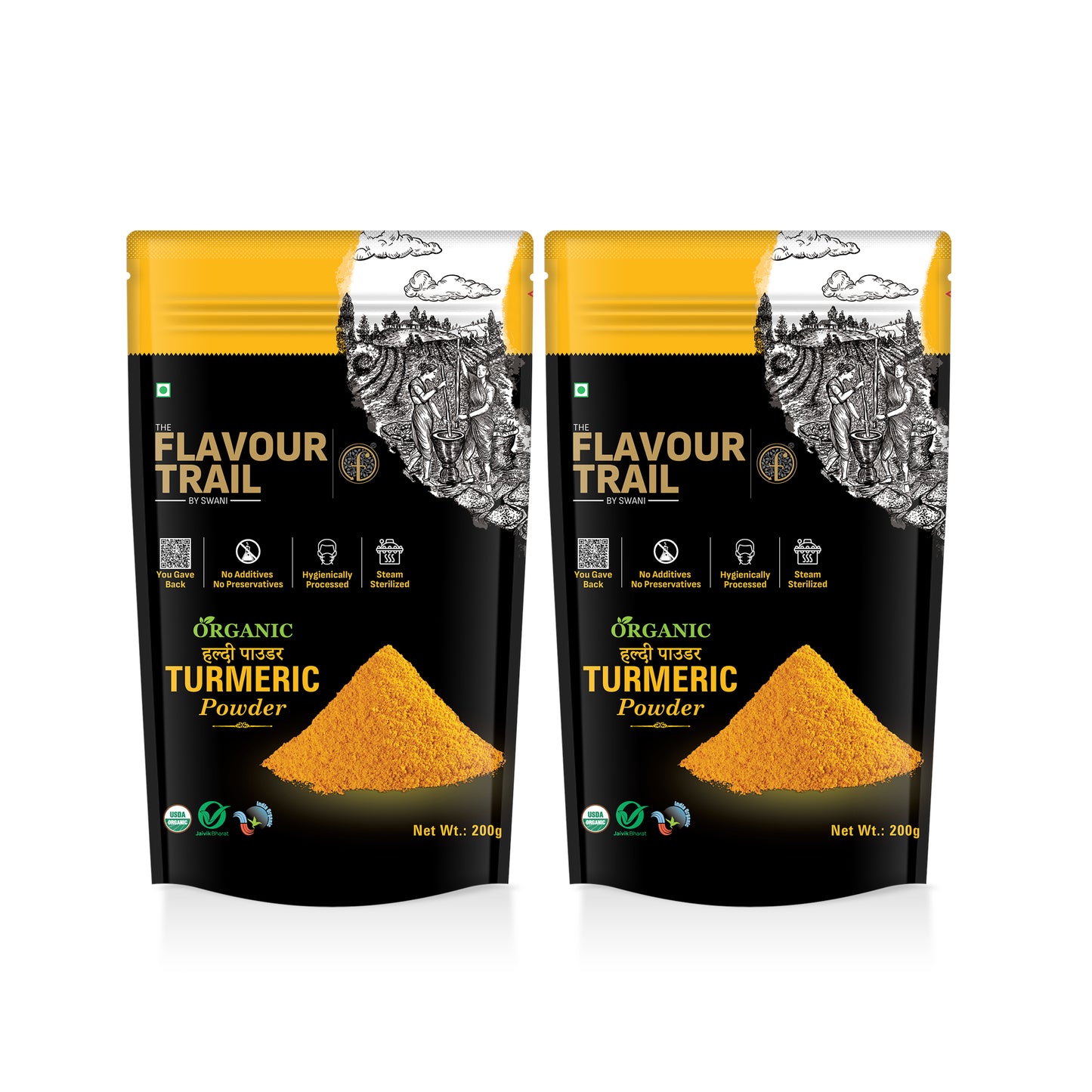 The Flavour Trail - Organic Turmeric Powder/ Haldi Powder- Pack of 2, 200gms Each| Organically Farmed | Pesticide-Free "