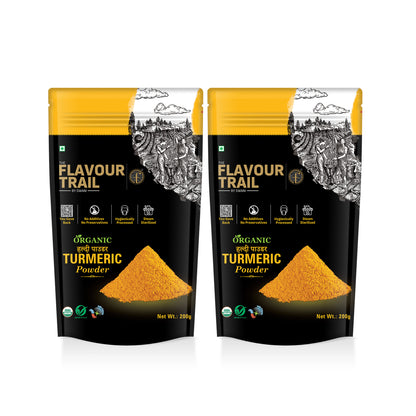 The Flavour Trail - Organic Turmeric Powder/ Haldi Powder- Pack of 2, 200gms Each| Organically Farmed | Pesticide-Free "