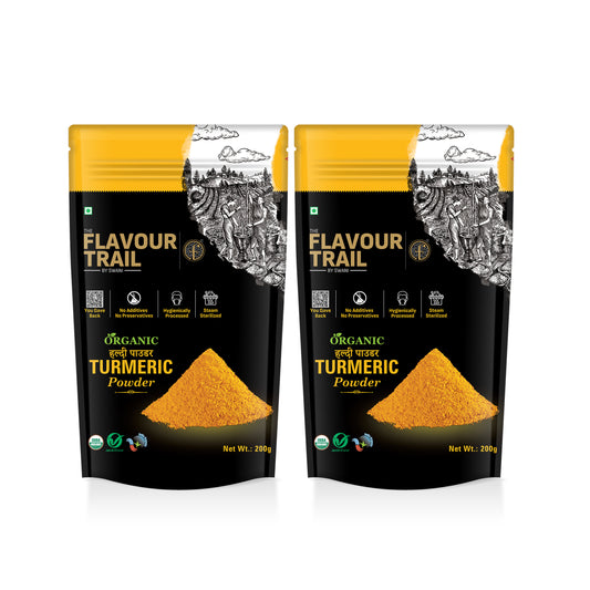 The Flavour Trail - Organic Turmeric Powder/ Haldi Powder- Pack of 2, 200gms Each| Organically Farmed | Pesticide-Free "