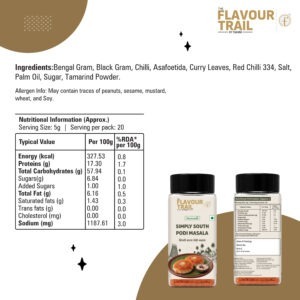 The Flavour Trail by Swani True to Taste Simply South Podi Masala 100gms