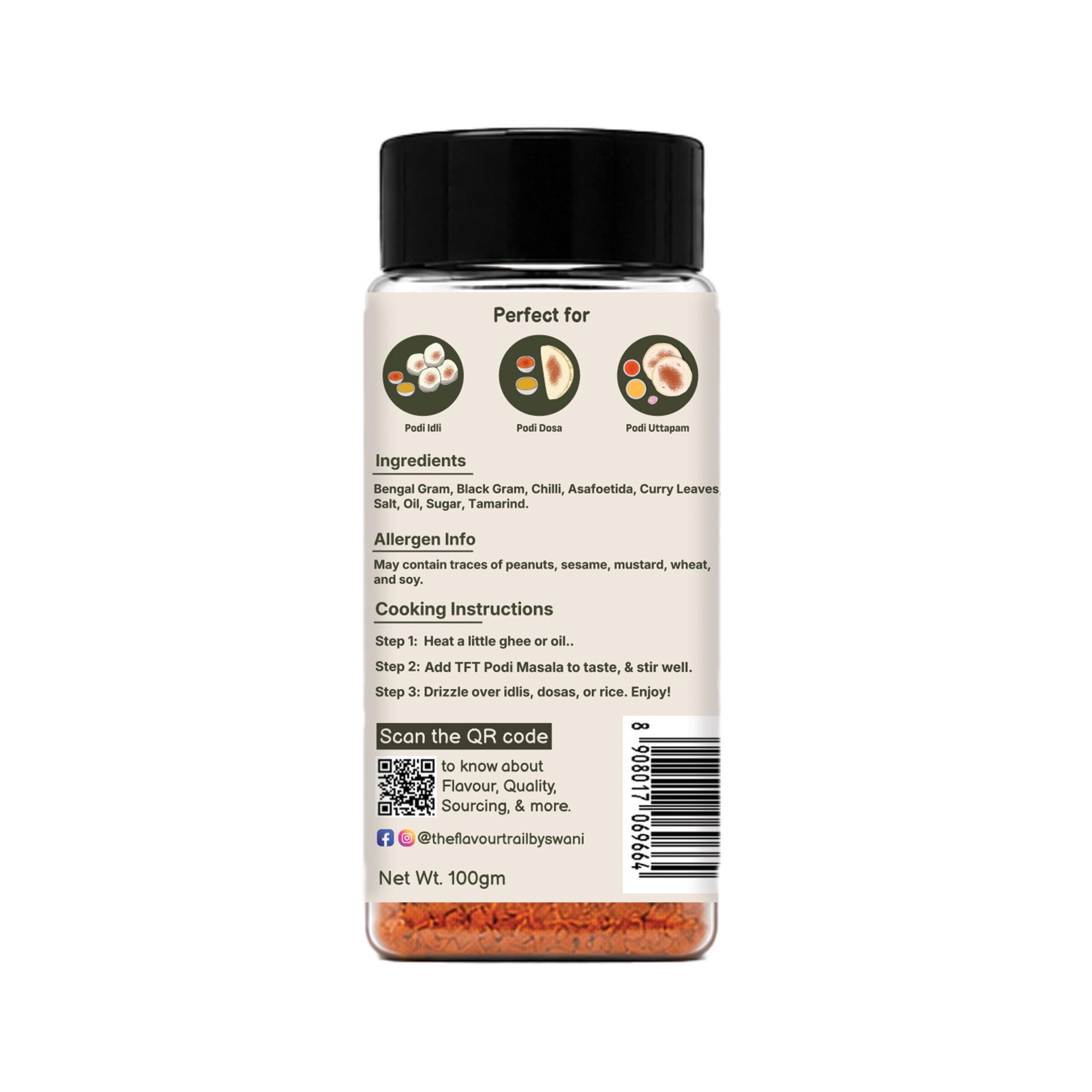 The Flavour Trail by Swani True to Taste Simply South Podi Masala 100gms - Image 3