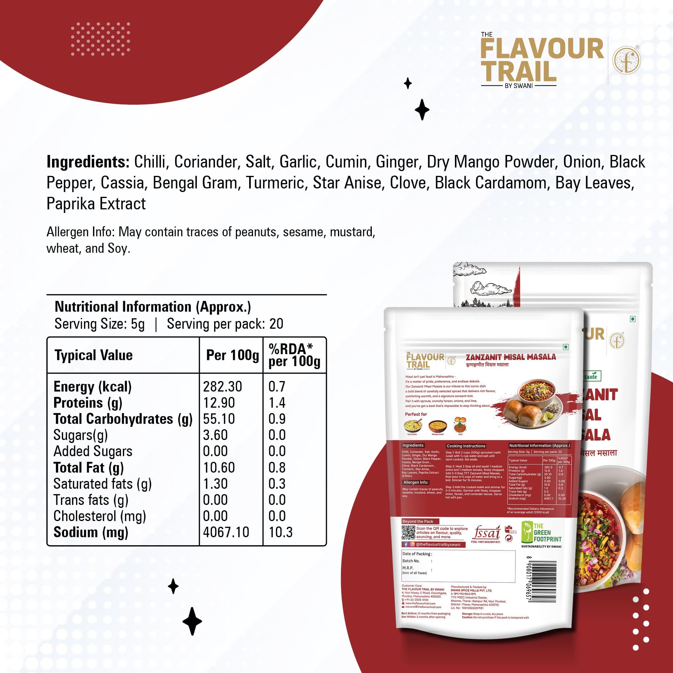 The Flavour Trail by Swani True to Taste ZanZanit Misal Masala 100gms