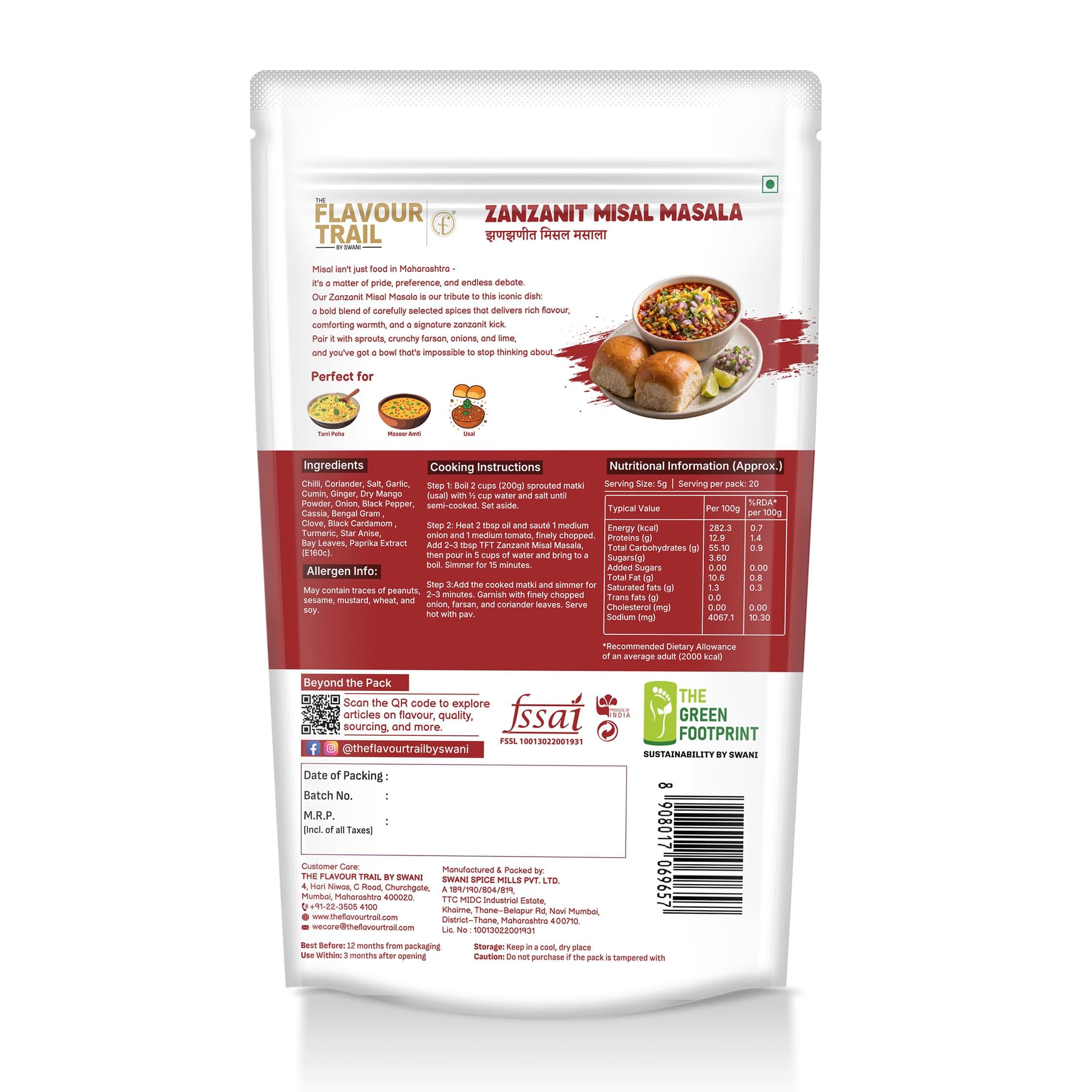 The Flavour Trail by Swani True to Taste ZanZanit Misal Masala 100gms